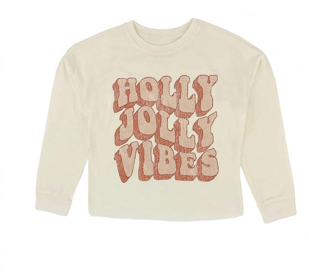 NEW TINY WHALES kids' long sleeve tee in holly jolly vibes